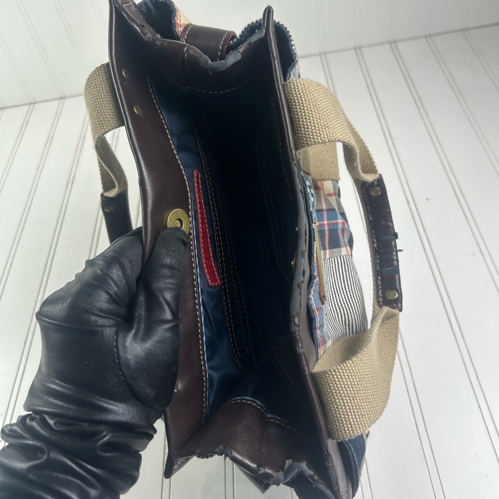 Tommy Hilfiger Vintage Y2K American Patchwork Classic Madras Plaid Denim Handbag - Picture 7 of 15